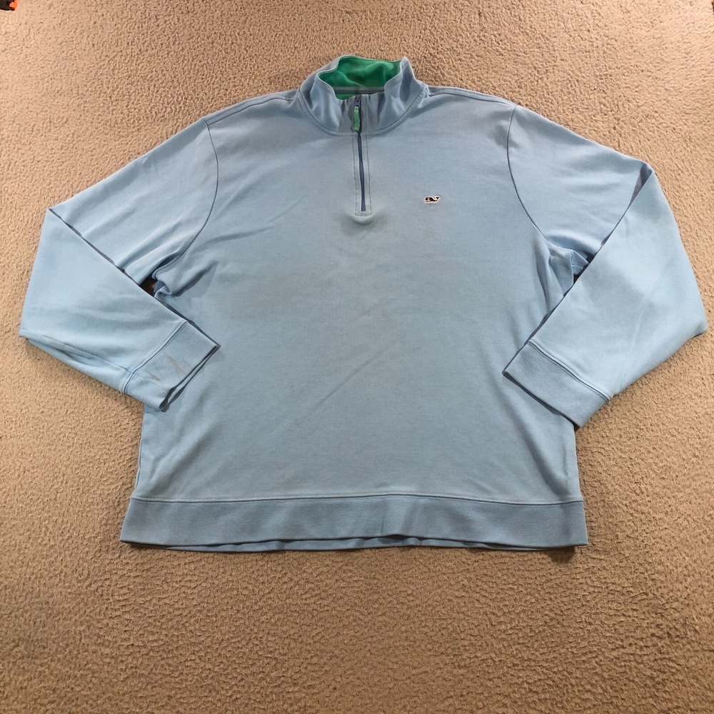 Vineyard Vines Pullover 1/4 Zip Pima Cotton Sweater Blue Mens XL